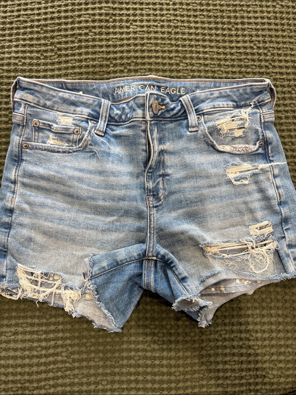 American Eagle Outfitters Light Blue Distressed Denim Shorts